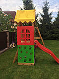 Дитячий ігровий комплекс вуличний з пластиковою гіркою Вежа-25 з дерева для малюків, фото 3