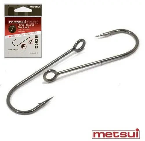 Одинарний гачок Metsui Ring Round Barber з насічками No1/0 (6 шт), фото 1