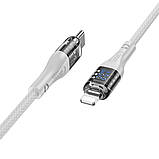Кабель USB Hoco U115 Transparent PD20W With Display Type-C to Lightning 1.2m Колір Чорний, фото 5