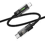 Кабель USB Hoco U116 Transparent PD27W LED Indicator Type-C to Lightning 1.2m Колір Чорний, фото 5