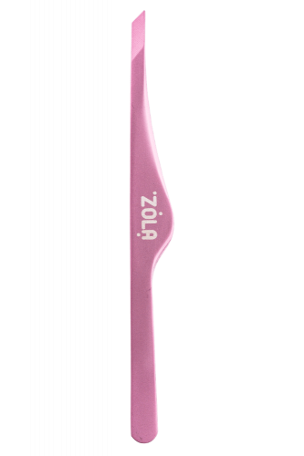 Пінцет для брів скошений ZOLA LIGHT PINK, світло-рожевий