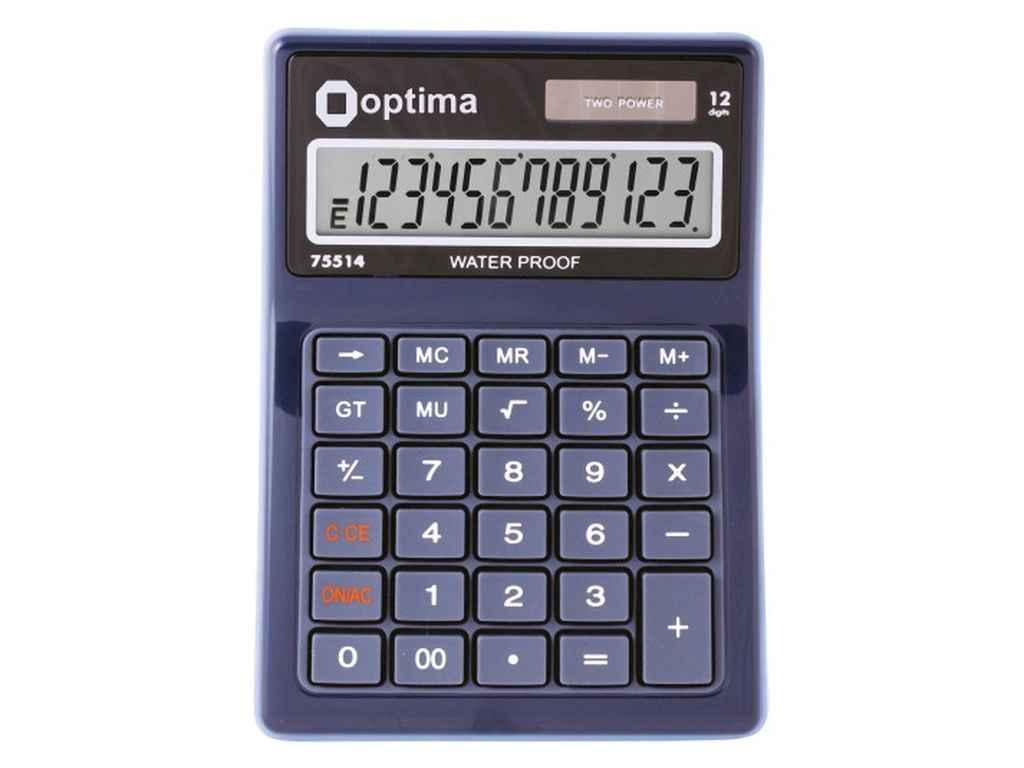 Калькулятор настільний Optima, 12 розрядів, водонепроникний, розмір 171*120*36 мм O75514 ТМ OPTIMA BP, фото 1