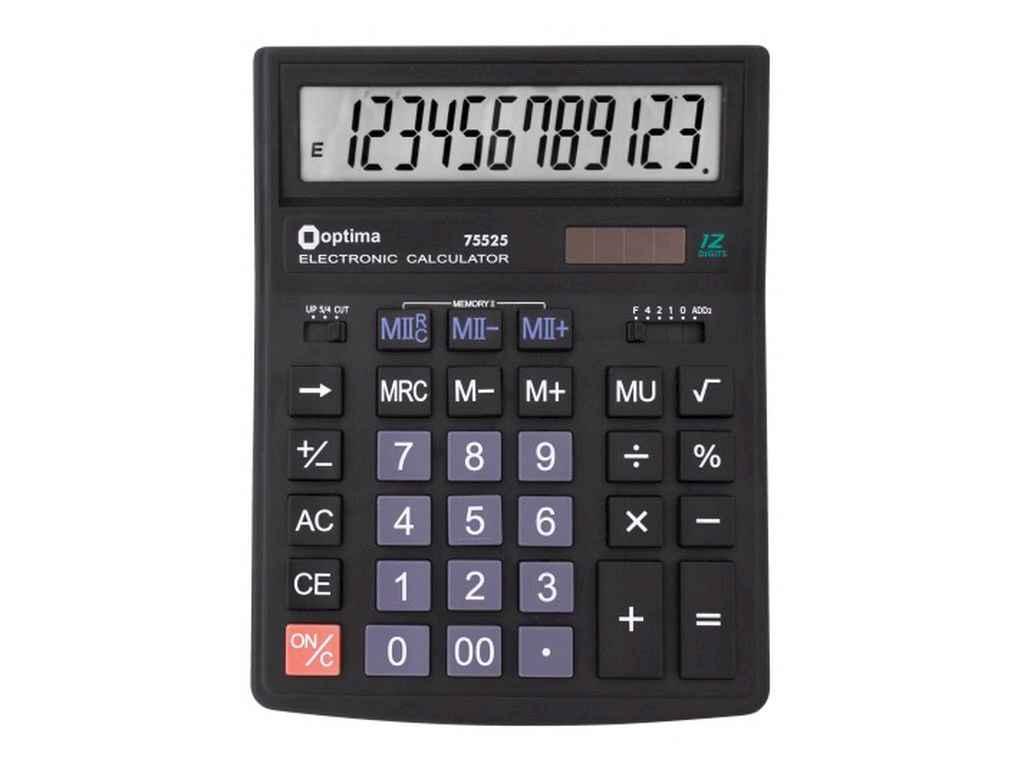 Калькулятор настільний Optima, 12 розрядів, розмір 200*154*36 мм O75525 ТМ OPTIMA BP, фото 1