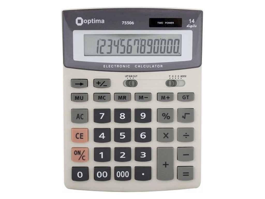 Калькулятор настільний Optima, 14 розрядів, розмір 197*148*49 мм O75506 ТМ OPTIMA BP, фото 1