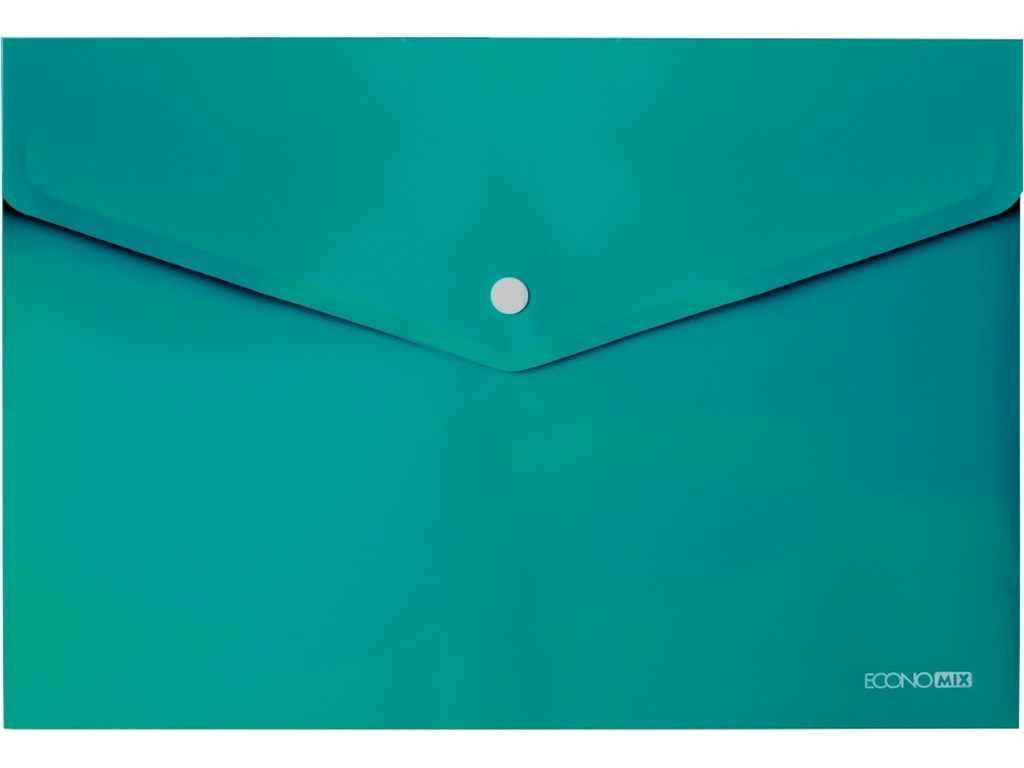 Папка-конверт А4 на кнопці, 180 мкм, непрозора, фактура глянець , бірюзова E31301-21 ТМ ECONOMIX BP, фото 1
