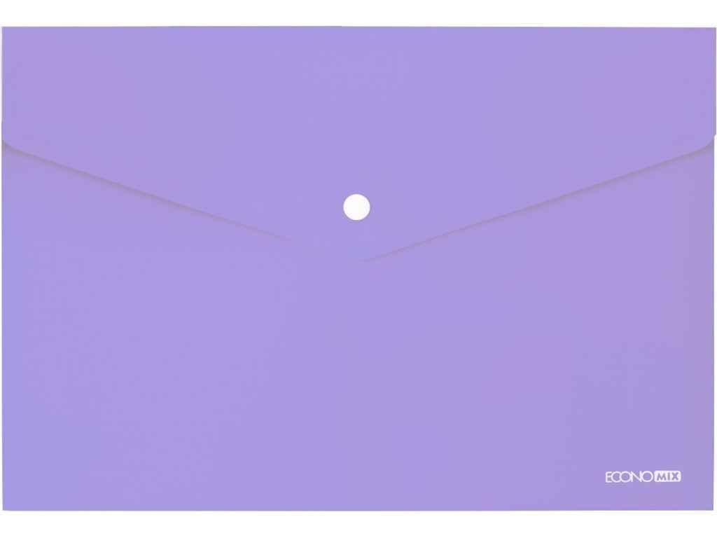 Папка-конверт А4 на кнопці, 180 мкм, непрозора, фактура глянець , лавандова E31301-88 ТМ ECONOMIX BP, фото 1