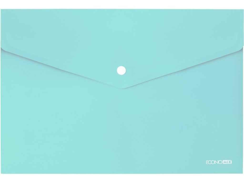 Папка-конверт А4 на кнопці, 180 мкм, непрозора, фактура глянець , мятна E31301-84 ТМ ECONOMIX BP, фото 1