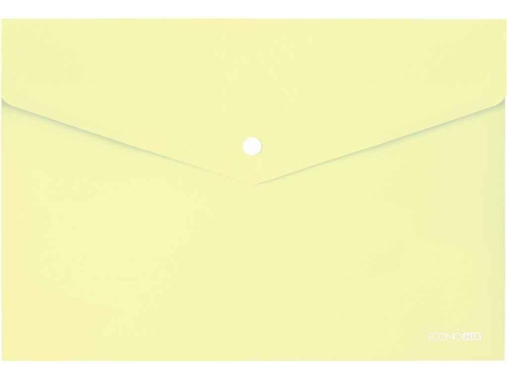 Папка-конверт А4 на кнопці, 180 мкм, непрозора, фактура глянець , пастельна жовта E31301-85 ТМ ECONOMIX BP, фото 1