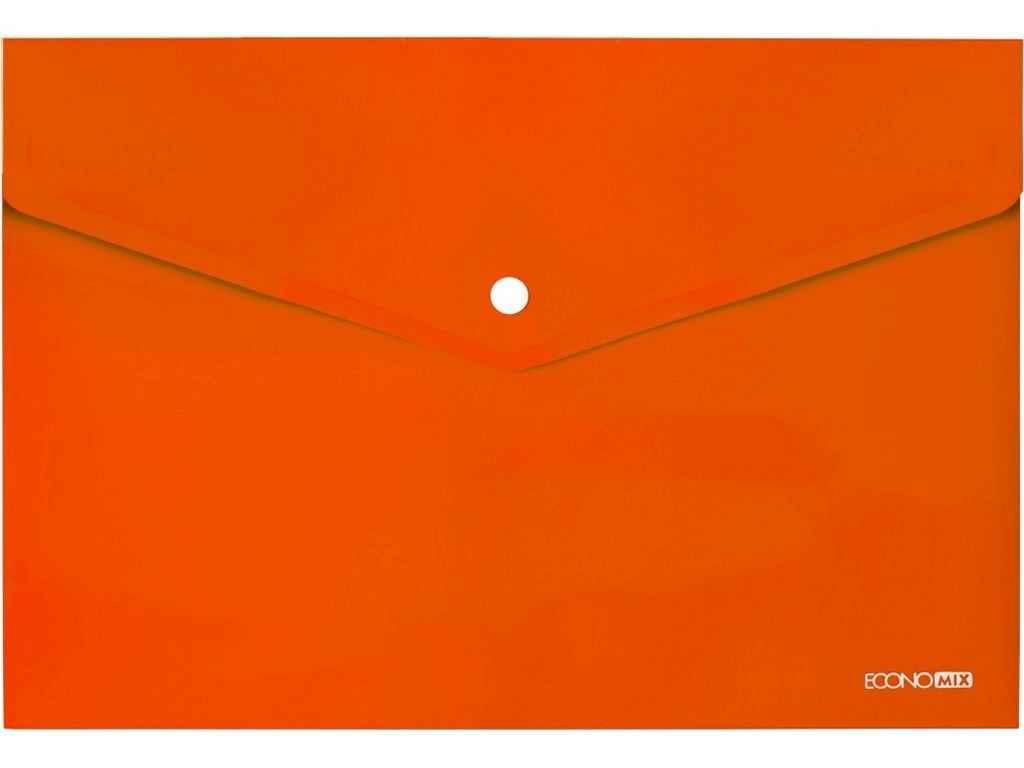 Папка-конверт А4 на кнопці, 180 мкм, фактура глянець , помаранчева E31301-06 ТМ ECONOMIX BP, фото 1