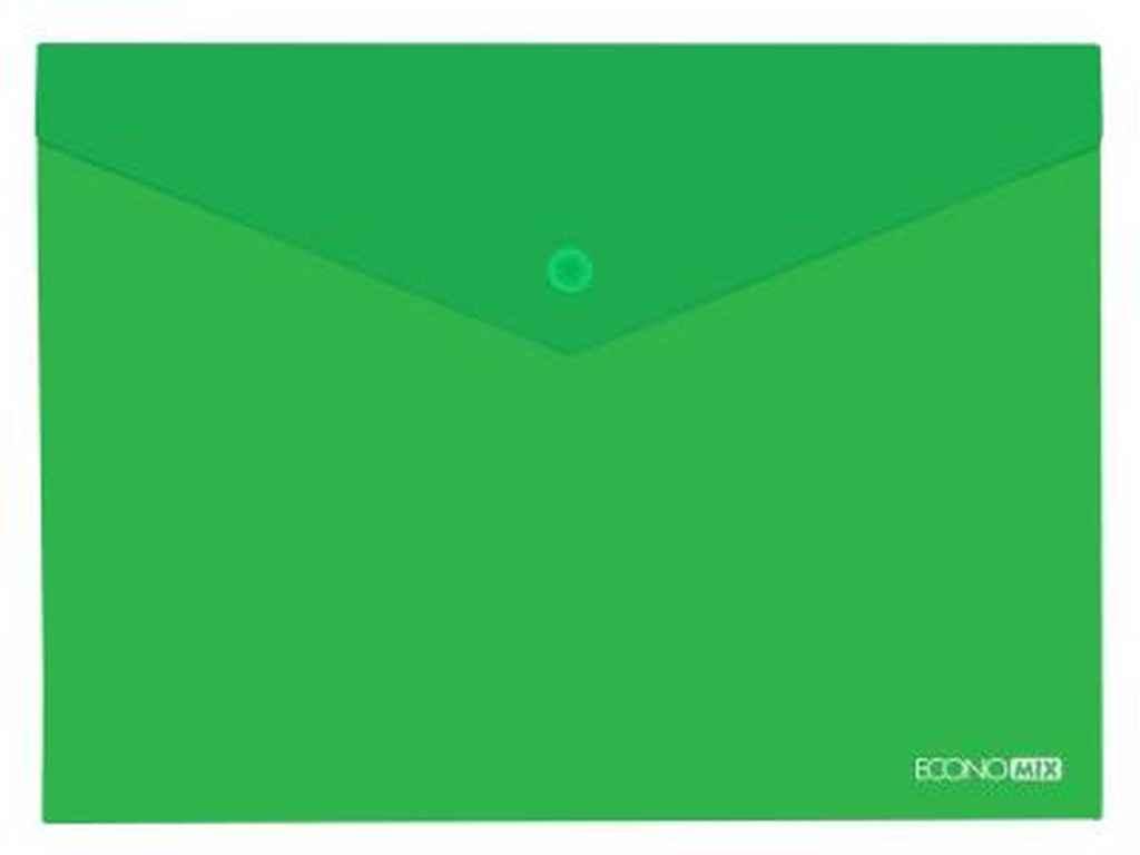 Папка-конверт А4 непрозора на кнопці, 180 мкм, фактура помаранч , зелена E31305-54 ТМ ECONOMIX BP, фото 1