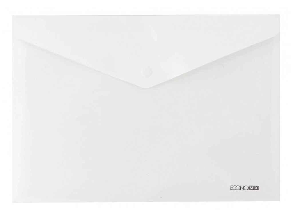 Папка-конверт непрозора А4 на кнопці, 180 мкм, фактура глянець , біла E31301-14 ТМ ECONOMIX BP, фото 1