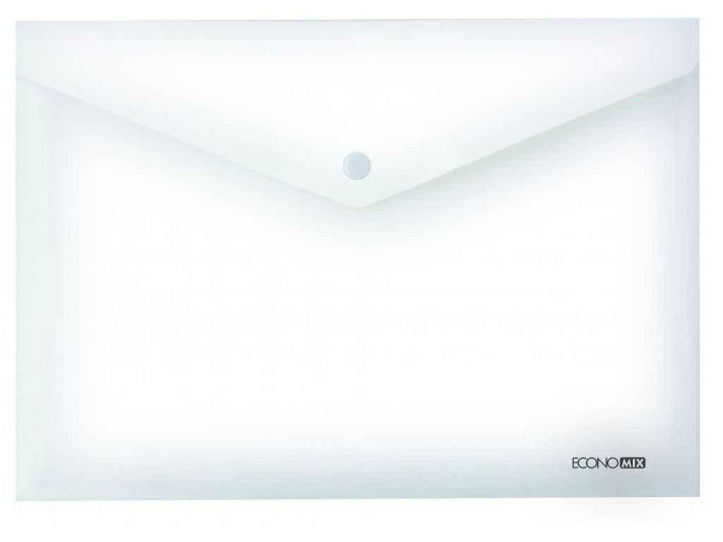 Папка-конверт прозора А4 на кнопці, 180 мкм, фактура глянець , прозора E31301-00 ТМ ECONOMIX BP, фото 1