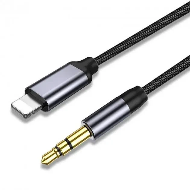 Кабель hi-fi stereo lighting to aux, Аудіокабель AUX для iPhone чорний, фото 1