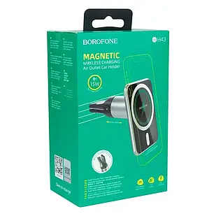 Автотримач Borofone BH43 Xperience Magnetic Wireless 15W Колір Чорно-Сталевий