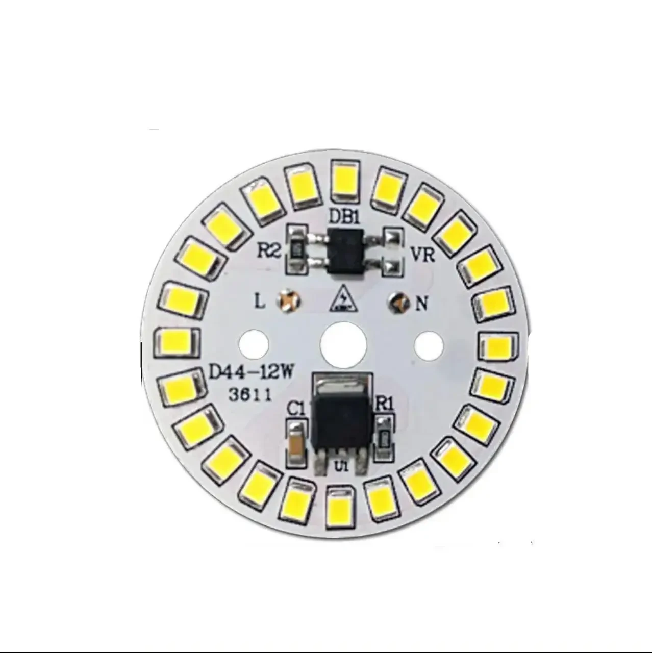 Світлодіодний LED-модуль 12 Вт, 44 мм AC220В плата для ремонту ламп 12 Вт, теплий білий, фото 1