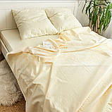 Двоспальна 180х220 постільна білизна жатка (6826-2) однотонний молочний, фото 3