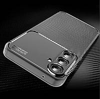 Протиударний чохол Карбон для Samsung Galaxy A35 5G чорний гумовий бампер