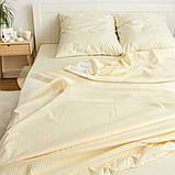 Двоспальна 180х220 постільна білизна жатка (6826-2) однотонний молочний, фото 4