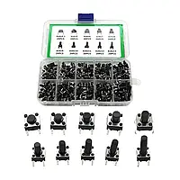 Набір кнопок, 200 шт., 10 різновидів по 20 штук, Тактильні кнопкові перемикачі
