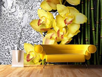 Фотообои "Желтые орхидеи и бамбук" - Любой размер! Читаем описание!
