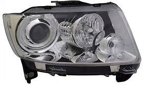 Фара права Jeep Compass 11-16 (H9/P27/7W/WY21W) Depo ел., с кор., без ламп, чорна лінза