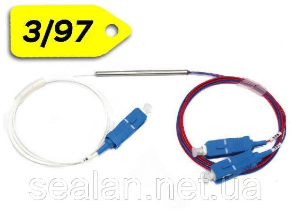 Дільник оптичний 1x2 SC/UPC 3/97%, 0.9мм, куплер (Coupler FBT), волокно G657A, ValCord