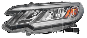 Фара ліва Honda CRV 15-17 (H11.HB3.7444NA,LED) +DRL Depo мех., без ламп, жовта вставка