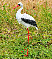 Садова фігура Лелека середній №3 на металевих лапах (83х15х37 см), лелека для саду, лелека в сад, садово паркові скульптури лелеки