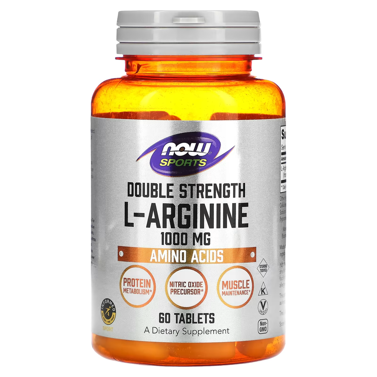 Амінокислота NOW Foods L-Arginine Double Strength 1000 mg 60 Tabs