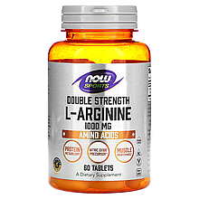 Амінокислота NOW Foods L-Arginine Double Strength 1000 mg 60 Tabs