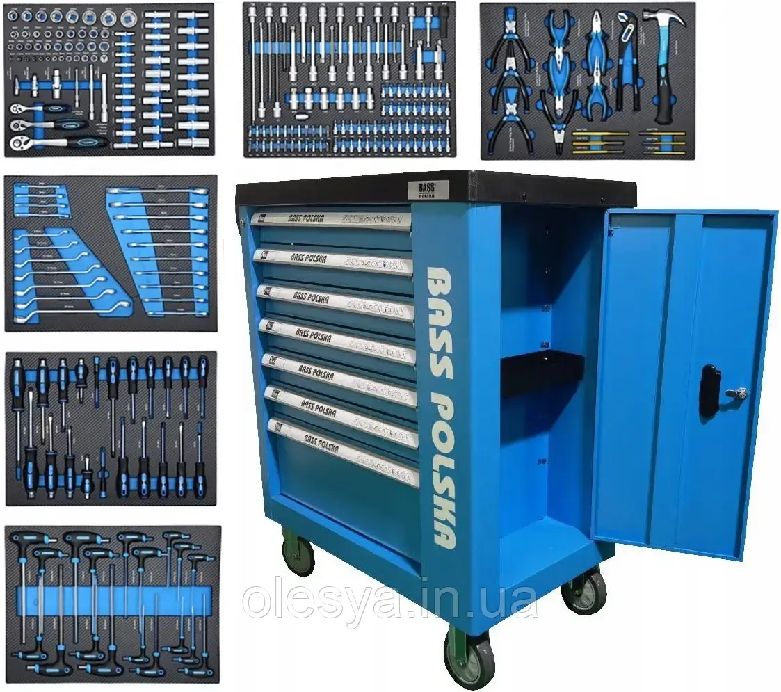 Інструментальна шафа-тумба на колесах із 251 елементом Bass Polska 3059, фото 1