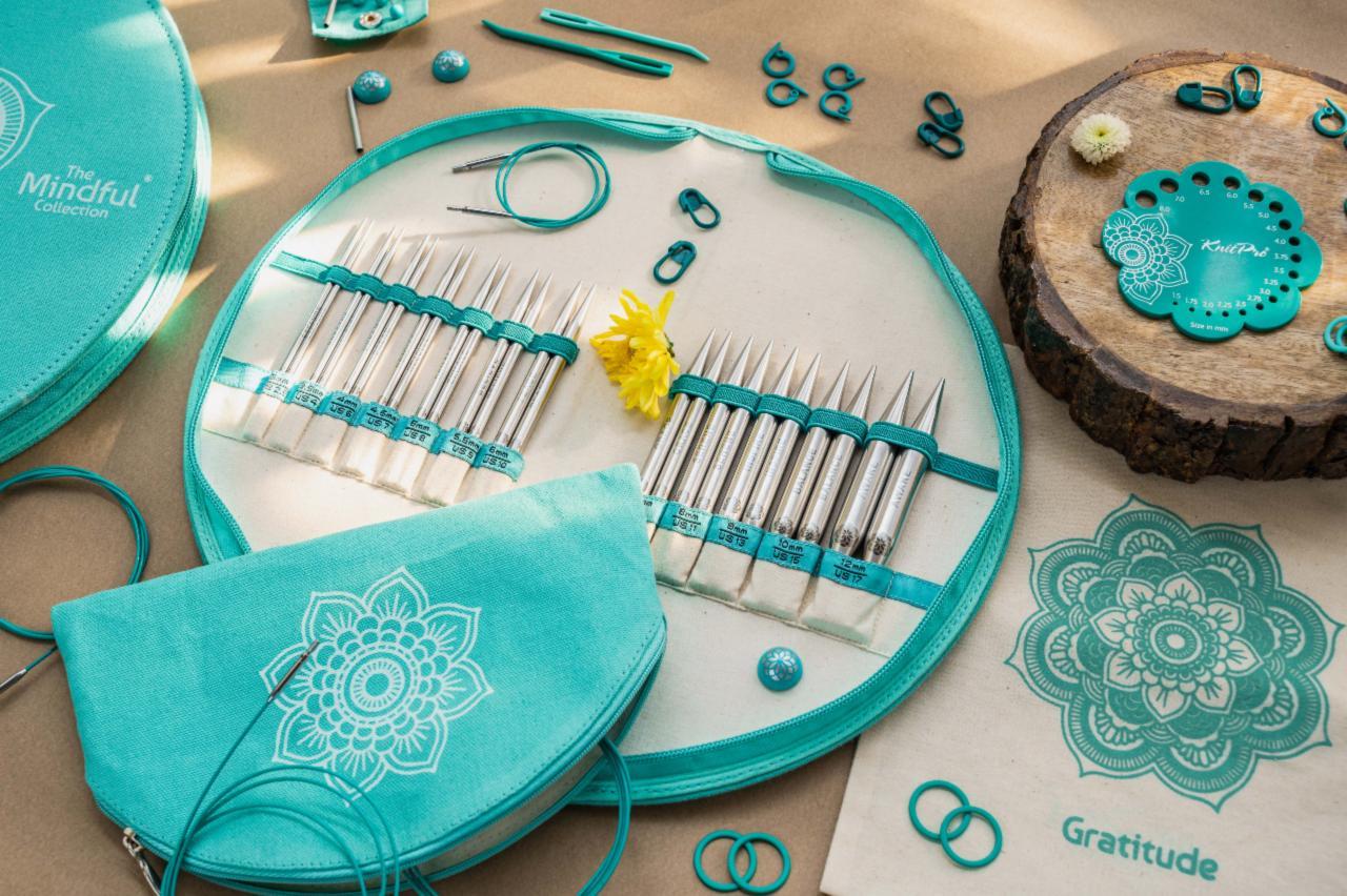 36301 Набір знімних спиць 13 см у круглій бірюзовій упаковці Mindful KnitPro