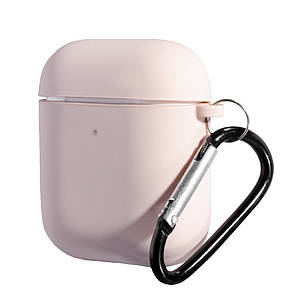 Силіконовий чохол з карабіном для AirPods 1/2 (with fibra) Pink Sand