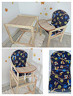 Стільчик трансформер для годування дерев'яний Сова на гілці.