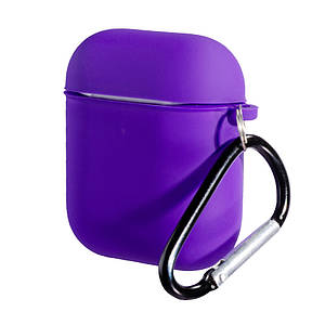 Силіконовий чохол з карабіном для AirPods 1/2 (with fibra) Dark Violet