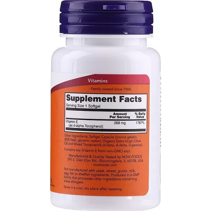 Вітамін Е Now Foods Vitamin E-400 With Mixed Tocopherols 50 Softgels, фото 3