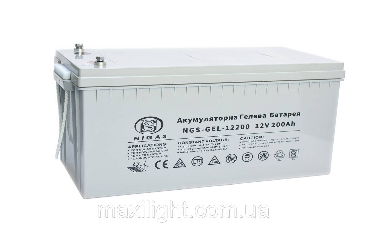 Акумуляторна гелева батарея Nigas NGS-GEL-12200, 200Ah, 12V