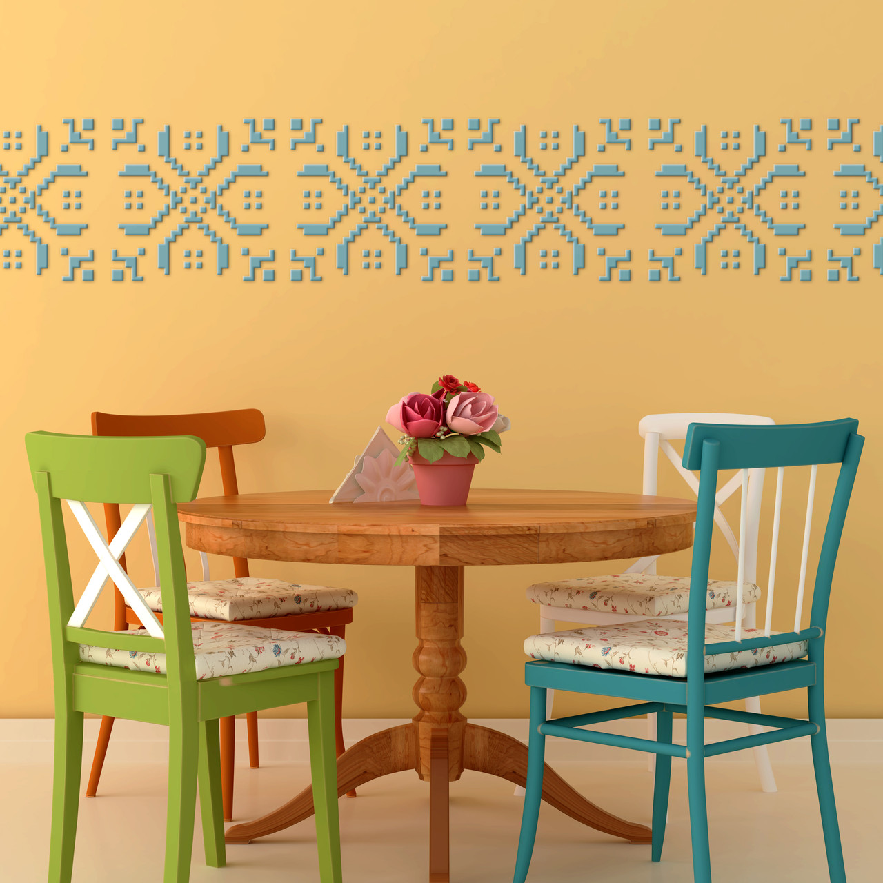 Трафарет для декоративної штукатурки, з малюнком Вишиванка товщина 3 мм, 60х60 (660х660), фото 1