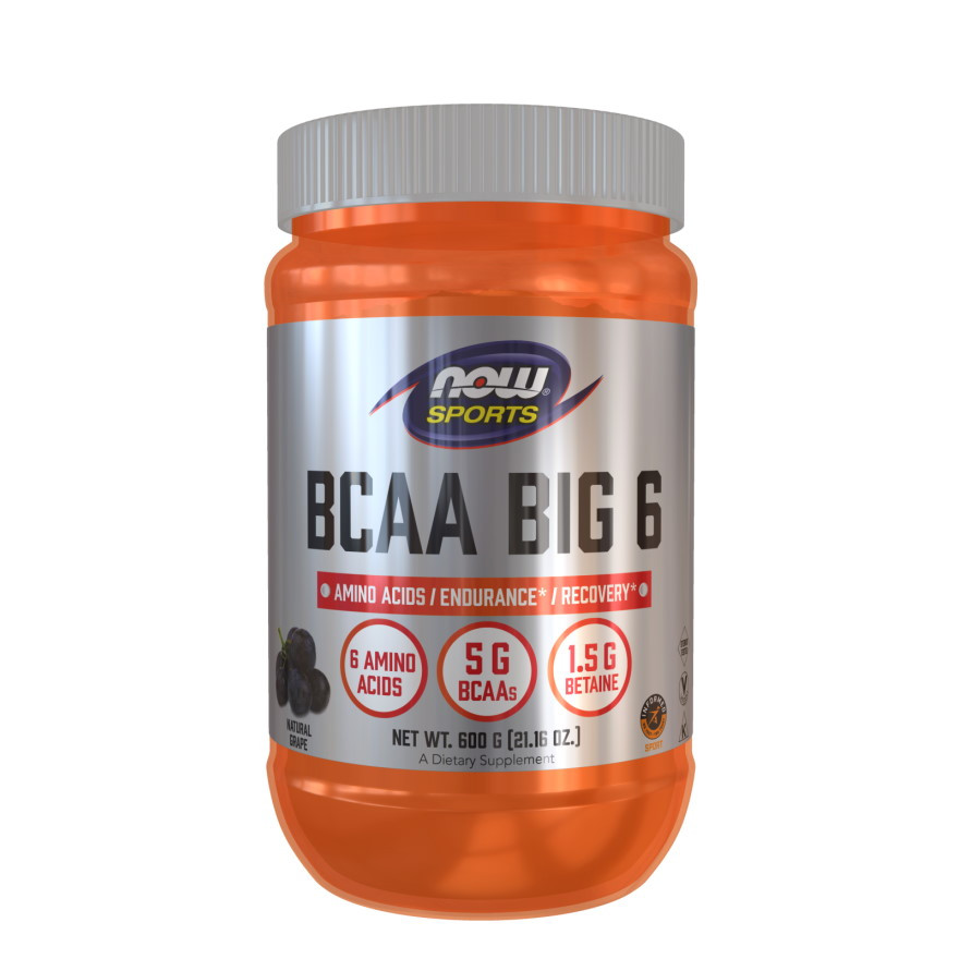 Амінокислота NOW Sports BCAA Big 6 Powder, 600 грам Виноград EXP