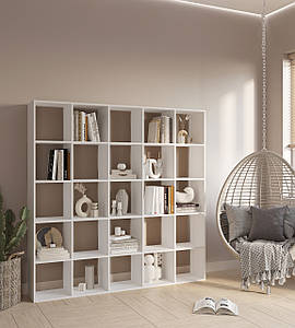 Полиця для книг, стелаж для будинку 25 комірок Офісний стелаж ДСП L-25