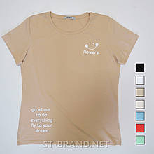 44,46,48,50,52,54. Жіноча футболка з принтом - бежева