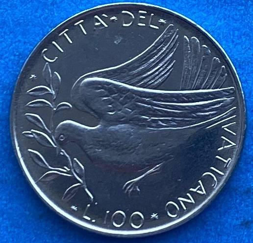 Монета Ватикана 100 лір 1973-75 рр.