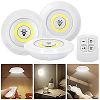Комплект LED-світильників із пультом і таймером 3 шт./Набір сенсорних нічників/Бездротові LED-лампи