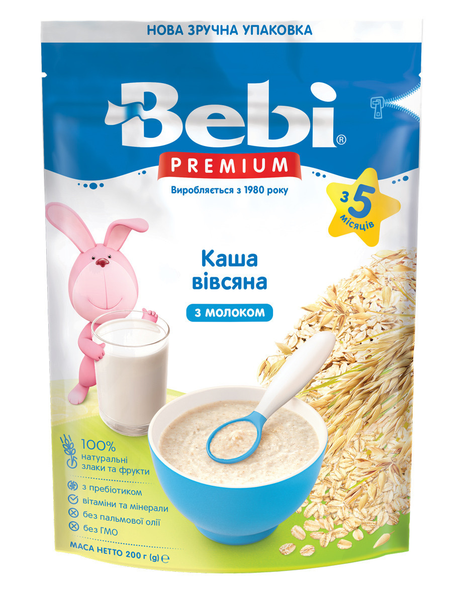 Молочна каша Bebi Premium Вівсяна з 5 міс, 200г. (Бебі Преміум), фото 1