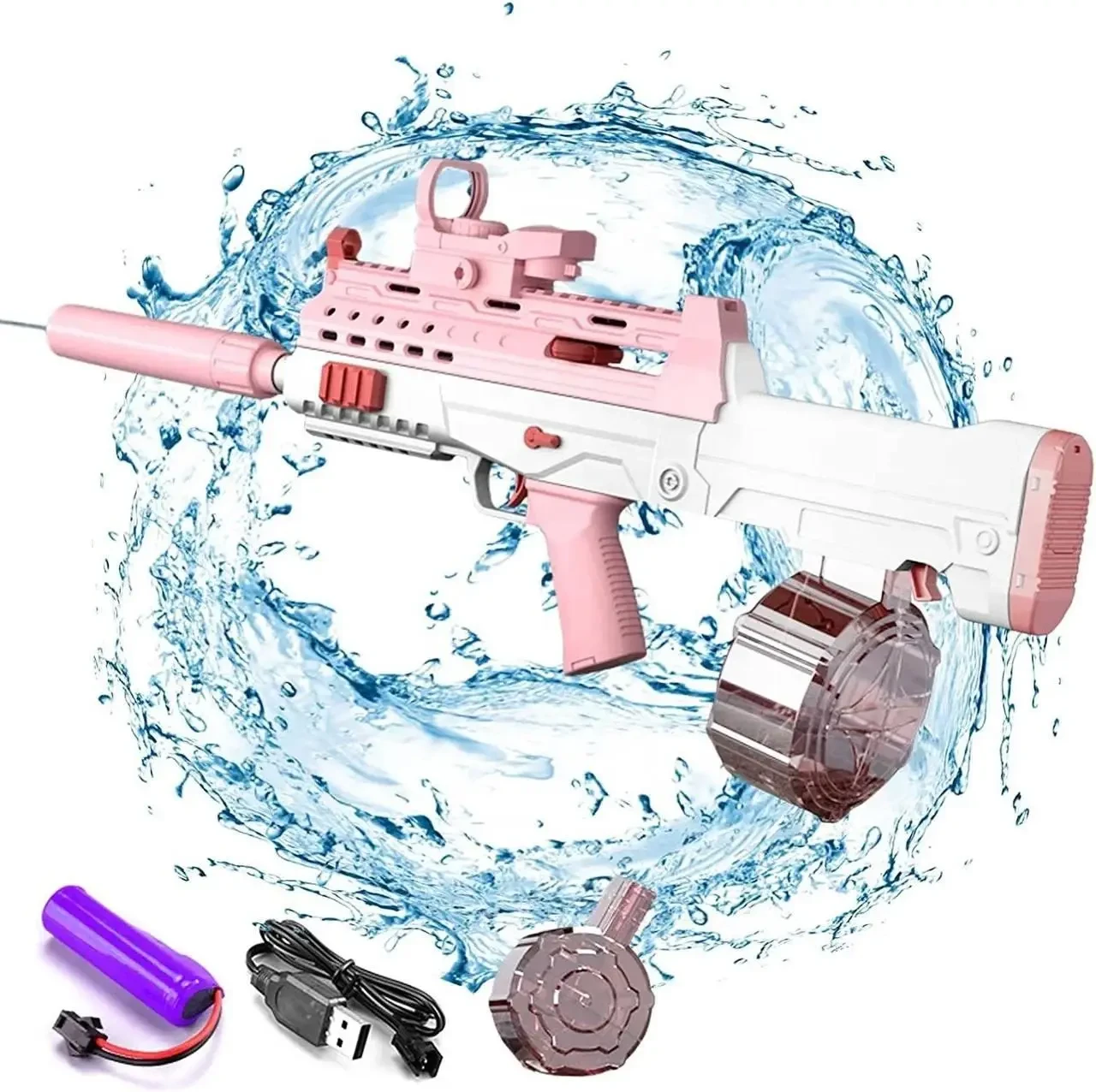 Акумуляторний водяний автомат з прицілом Water Gun Rifle Рожевий