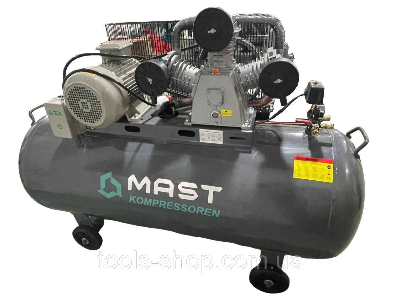 Мобільний трициліндровий оливний поршневий компресор MAST TA90/500L 400 В 10 барів ресивер 500 л., фото 1