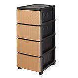 Комод пластиковий ротанг бежевий 4 яруси 86.5х44.5х34.5, фото 4