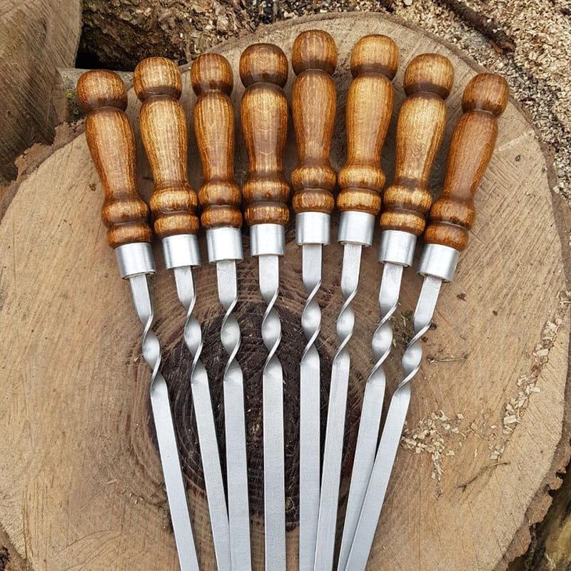 Шампур нержавіючий із дерев’яною ручкою – для мангалу та гриля, фото 1