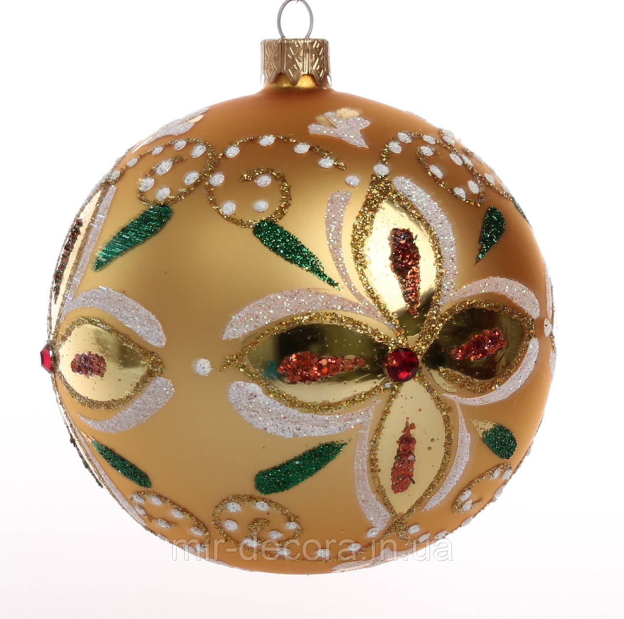 Куля на ялинку 80 мм "Квіти по колу", фото 1