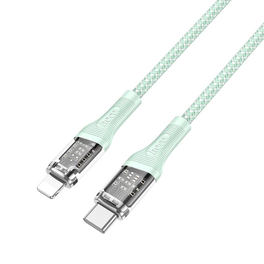 Кабель USB Hoco U111 Transparent Discovery Edition PD20W Type C to Lightning Колір Зелений